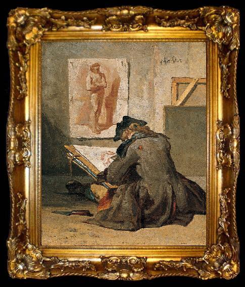 framed  Jean Simeon Chardin Young Student Drawing, ta009-2